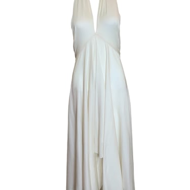 Norma Kamali 70s Cream Jersey Halter Disco Dress