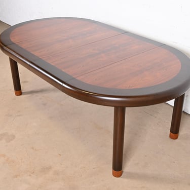 Dunbar Mid-Century Modern Banded Rosewood Extension Dining Table, Newly Refinished