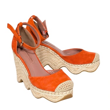 BCBG Max Azria - Orange Suede Espadrille Wedges Sz 7