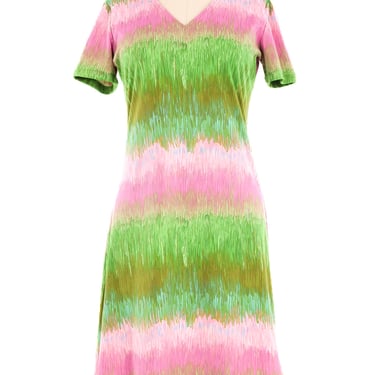 Lanvin Pink And Green Brushstroke Print Dress
