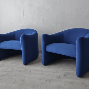 Pair of Post Modern Leather Lounge Chairs by Metro 