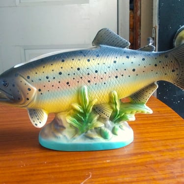 MCM Rainbow Trout Planter, Mid Century Home Decor 