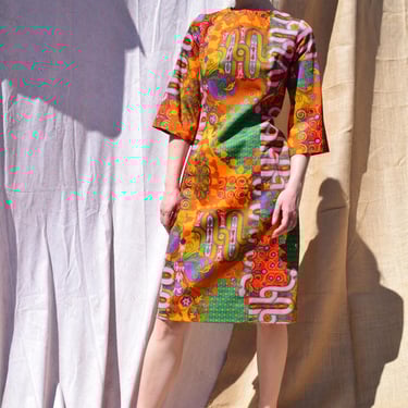 NEON GRAPHIC Tori Richard Vintage 60s Tropical Vibe Dress SZ S to Medium 