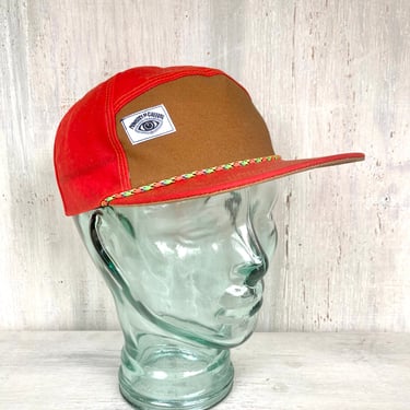 Handmade 6 Panel Hat in Fire Orange, Triangle Front Baseball Cap, Waxed Canvas Camp Hat, Snap Back Hat, 7 Panel Hat, gift for him, Snap back 