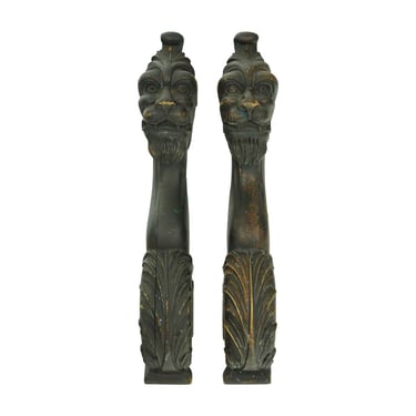 Pair of Figural Wooden Furniture Carvings