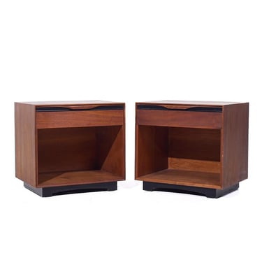 John Kapel for Glenn of California Mid Century Walnut Nightstands - Pair - mcm 