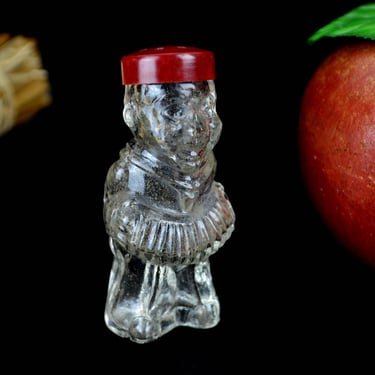 rare glass boy with bakelite hat spice shaker salt shaker pepper shaker design figure 30s vintage shaker Brocante collector 