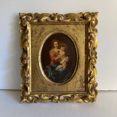 Vintage Murrilo Madonna and Child Guilt Framed Made in Italy 