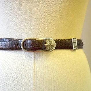 1990s Brighton Dark Brown Leather Belt 