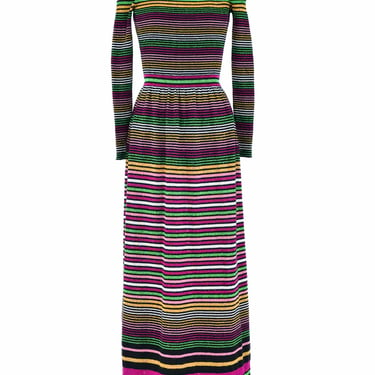 Metallic Striped Rib Knit Maxi Dress