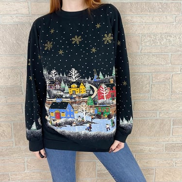 70's Vintage Holiday Christmas Winter Wonderland Sweater 