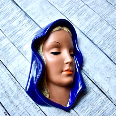 Antique Art Deco Ceramic Wall Mask - Madonna Wall Decor Mask Goldscheider  7831 