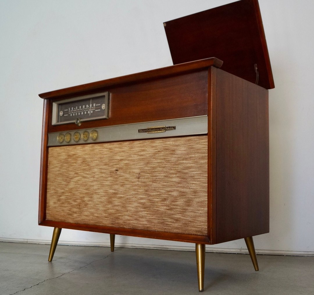 1950's MidCentury Modern RCA Victor Record Console Cyclic