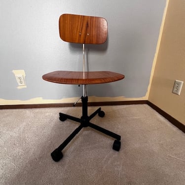 Mid Century Modern Teak Adjustable Wood Office Chair  DH250-5