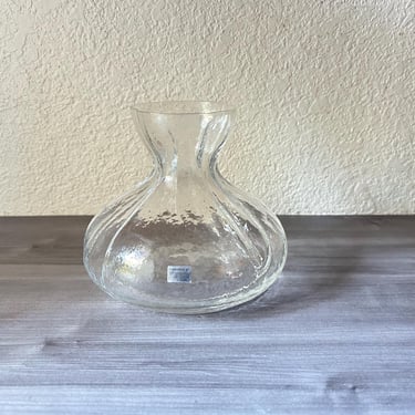 Vintage Sea of Sweden Handmade Glasbruk Clear Glass Cinch Sack Form Bud Vase, Bulb Forcing Flower Vase, Swedish SEA Sack Vase 