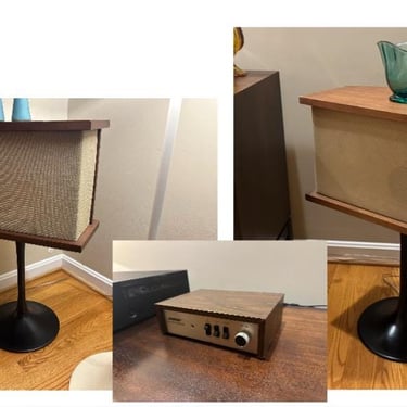Pair of Bose 901 Series I 1970s speakers Walnut with black tulip stands and Equalizer - Free Shipping 