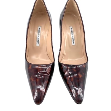 Manolo Blahnik Tortoise Shell Brown Vinyl Stilettos