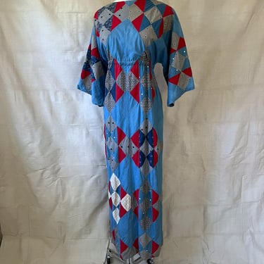 Vintage Antique Calico Quilt Top Dress 60s Boho Size M / L 