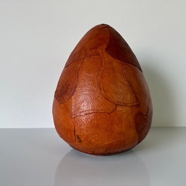 Vintage Organic Handcrafted  Pottery  And Leather Wrapped Vase 