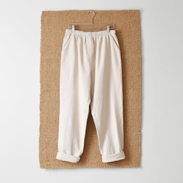 vintage natural cotton utility pants, 90s easy pants 