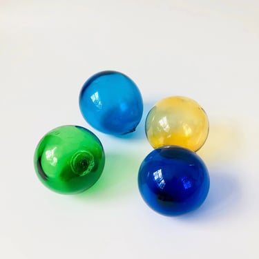 Set of 4 Colorful Vintage Glass Fishing Floats 