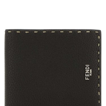 Fendi Men Dark Brown Leather Selleria Wallet