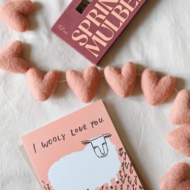 Heart Shaped Wool Garland in Blush
