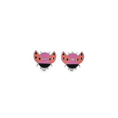 Chanel Pink Ladybug Logo Earrings
