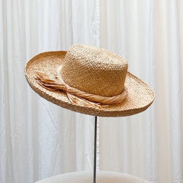 1980s Straw Hat with Thick Rope Band 