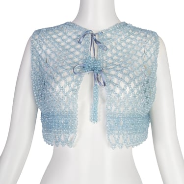 Vintage 1960s Extraordinary Icy Blue Beaded Cropped Vest