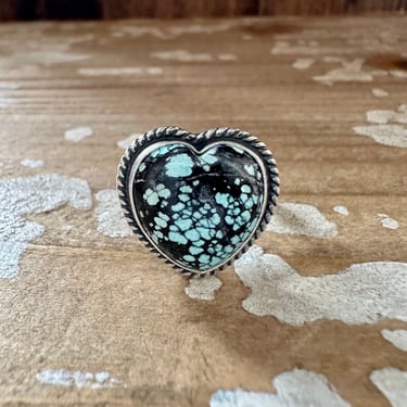 ADJUSTABLE TURQUOISE HEART Ring | Heart Shaped Silver Jewelry | Native American, Navajo, Southwestern | Adjustable Ring 