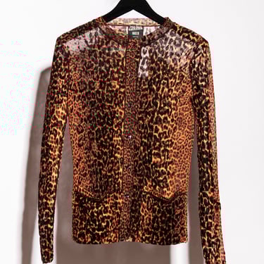 JEAN PAUL GAULTIER 90s Animal Print Mesh Cardigan