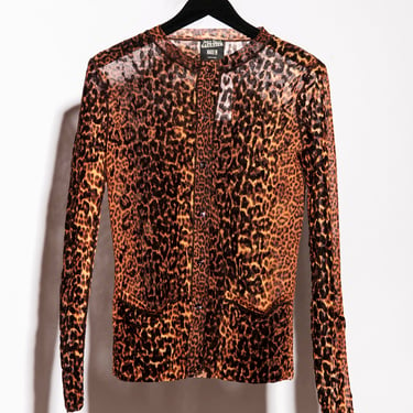 JEAN PAUL GAULTIER 90s Animal Print Mesh Cardigan