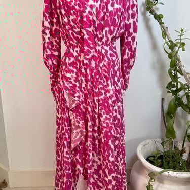 Isabel Marant Silk Dress M | Pink White Long Sleeve Dress | Slit Side Designer Dress | Elegant Silk Midi Dress | French Fashion Look 