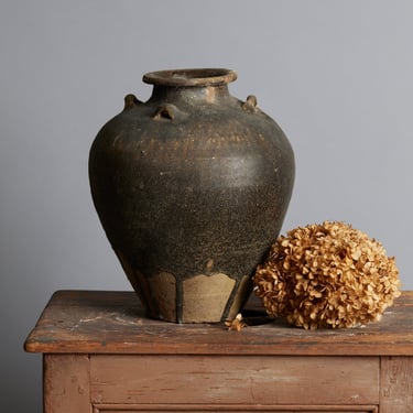 Early Brown & Tan Sawankhalok Storage Container from the Spice Trade