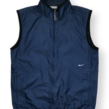 Vintage 90s/00s Nike Navy Blue Full Zip Swoosh Windbreaker Vest Size Medium/Large 