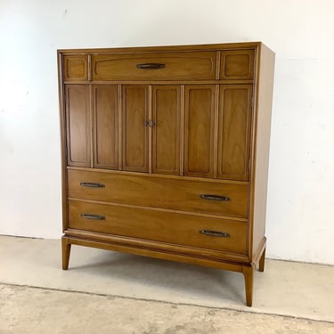 Tall Mid-Century Chest of Drawers With Brass Handles 