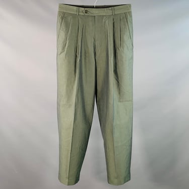 BOSS by HUGO BOSS Size 32 Green Iridescent Cotton Pleated Zip Fly Dress Pants