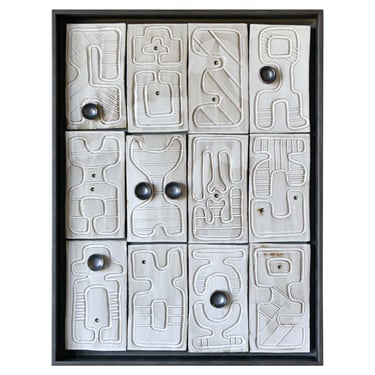 Ceramic Wall Relief by California Artist Adele Martin, &#8216;New Alphabet-Dialog&#8217;