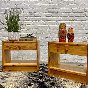 PAIR Swedish Mid Century MODERN Pine NIGHTSTANDS, c. 1970’s 