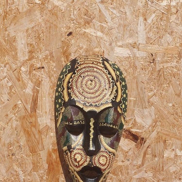 Rare Vintage Hand Made African Wooden Mask / Hand Made and Hand Painted African Mask / African Wooden Mask / 1990's 