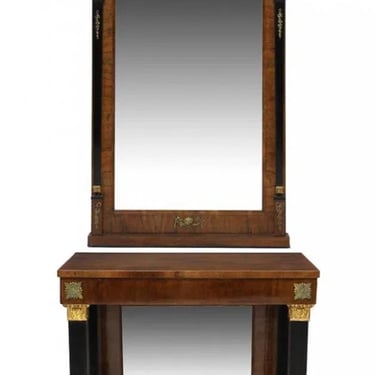 Antique Console & Pier Mirror, Empire, Continental, Gilt, Bronze, Ormolu, 1800s!
