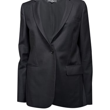 Ferragamo - Black Wool Blend Single Button Blazer Sz 6