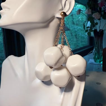 Space Age Ping Pong Earrings Clipon Runway Unique Vintage Plastic Kawaii 