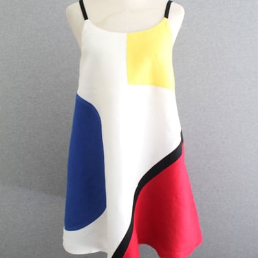 MOD - Color Blocked - Trapeze - Sundress - Linen - Fully Lined - Marked size ) - by Lisa Perry 
