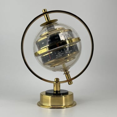 1970s Sputnik Barometer Table Sculpture Vintage Mid-Century Modernist Black and Gold McM 