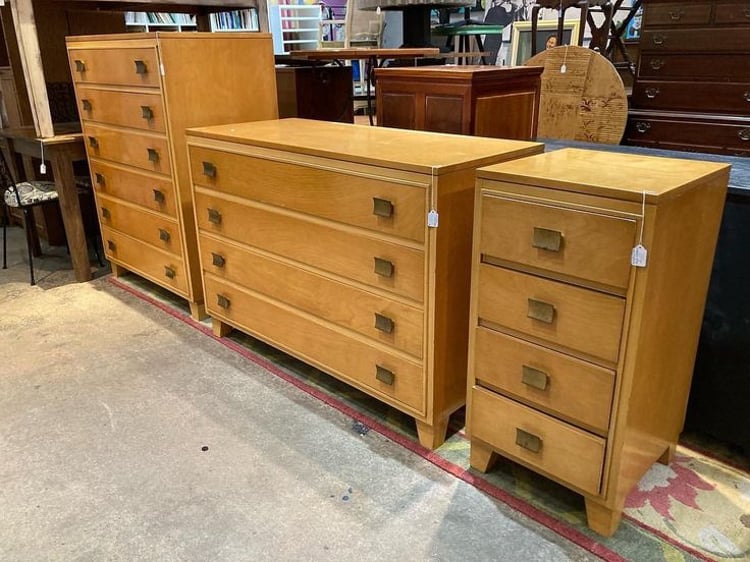 Rockford maple nightstand, dresser and a chest of drawers 