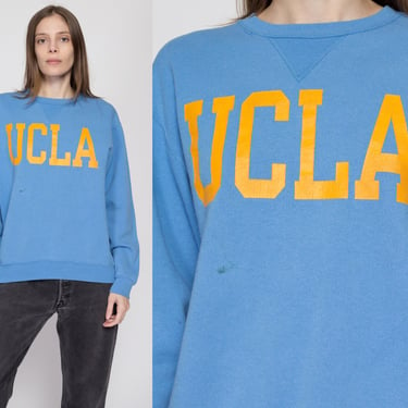 Large 90s UCLA Blue V Stitch Sweatshirt | Vintage University Of California Los Angeles Graphic Collegiate Crewneck 
