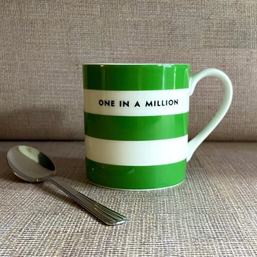 Vintage Kate Spade New York for Lenox Mug, One In A Million, Bold Green Stripe - Best Friend Gift, Gift for Her 