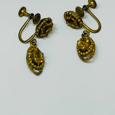 Gold Screw Back Dangle Earrings